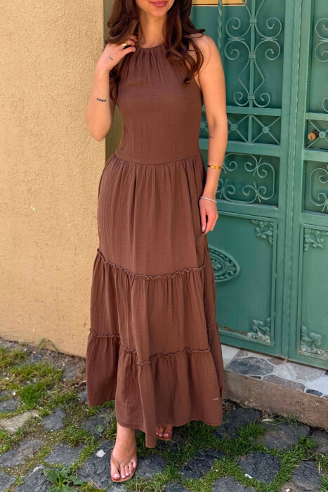 FUSTAN LINO PER FEMRA NE NGJYRE KAFE - 3