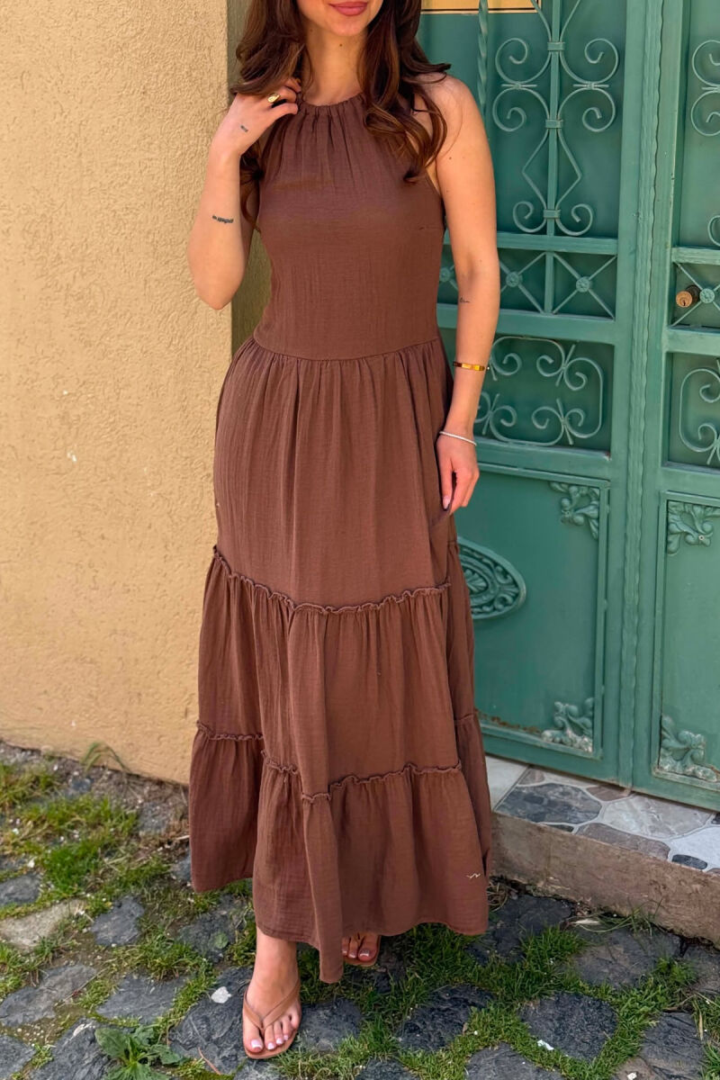 FUSTAN LINO PER FEMRA NE NGJYRE KAFE - 3