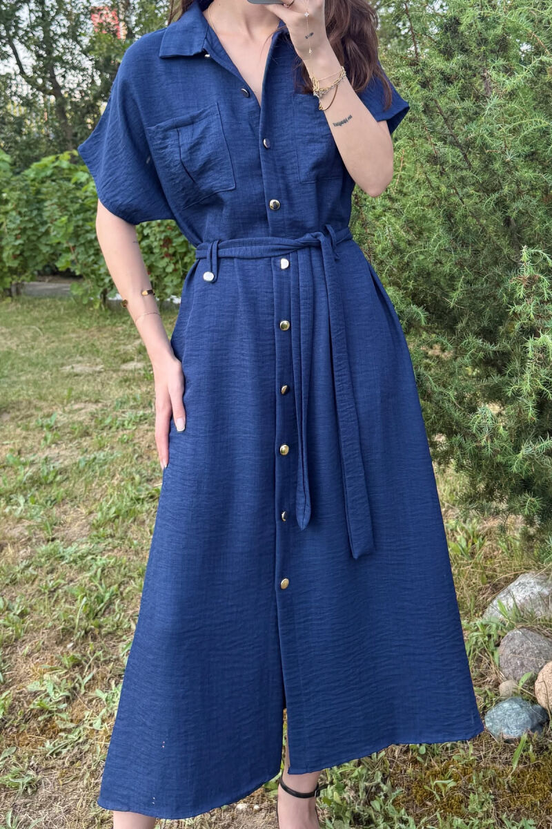 FUSTAN ME DETAJIN E XHEPAVE ME LIDHSE PËR FEMRA NË NGJYRËN BLU E ERRËT - 3