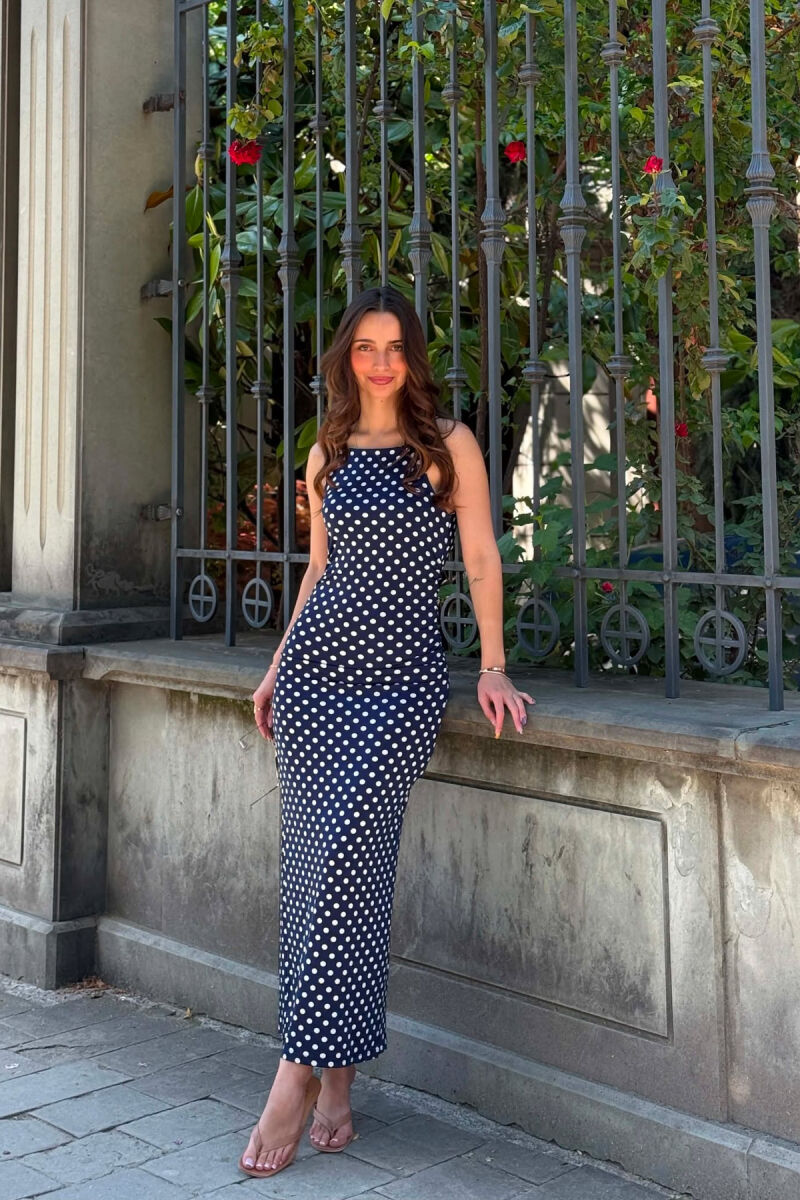 FUSTAN ME DIZAJN POLKA DOTS PER FEMRA NE NGJYRE BLU - 2