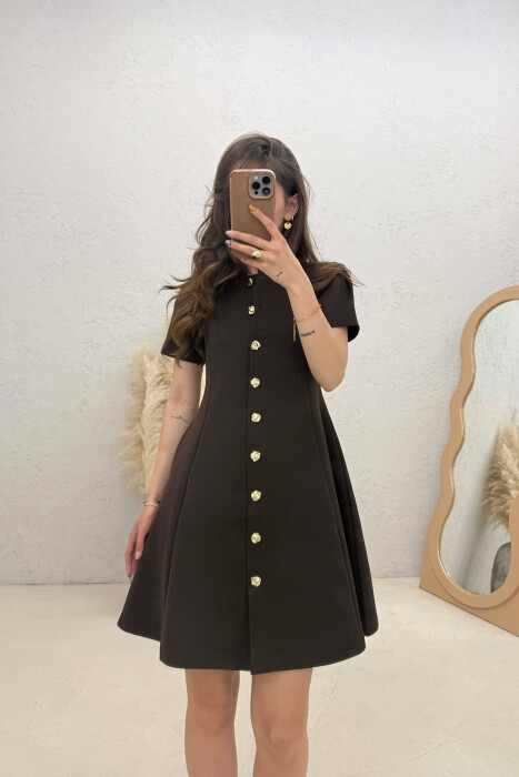 FUSTAN ME MENGE TE SHKURTA PER FEMRA NE NGJYRE KAFE - 2