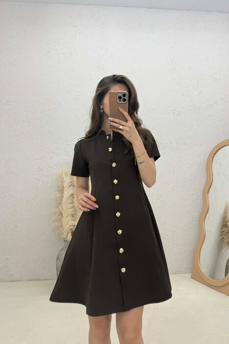 FUSTAN ME MENGE TE SHKURTA PER FEMRA NE NGJYRE KAFE - 3