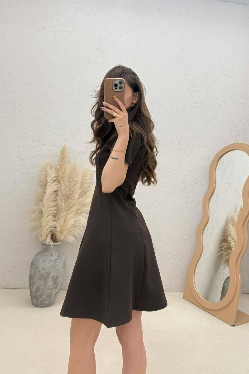 FUSTAN ME MENGE TE SHKURTA PER FEMRA NE NGJYRE KAFE - 4