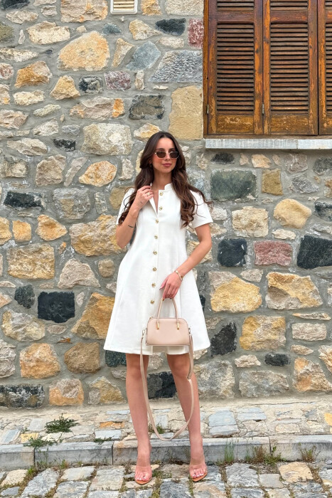 FUSTAN ME MENGE TE SHKURTA PER FEMRA NE NGJYRE TE BARDHE - KLAUDIO FASHION