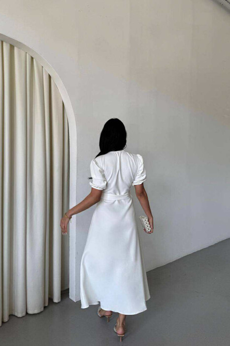 FUSTAN NJË NGJYRËSH ME JAKË POLO DHE LIDHËSE NË BEL PËR FEMRA NË NGJYRË TË BARDHË - 2