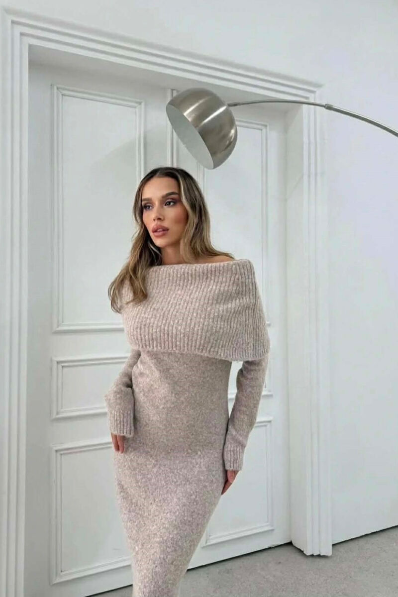 FUSTAN NJE NGJYRESH ME SHPATULLAT JASHTE PER FEMRA NE NGJYRE BEZHE - 3