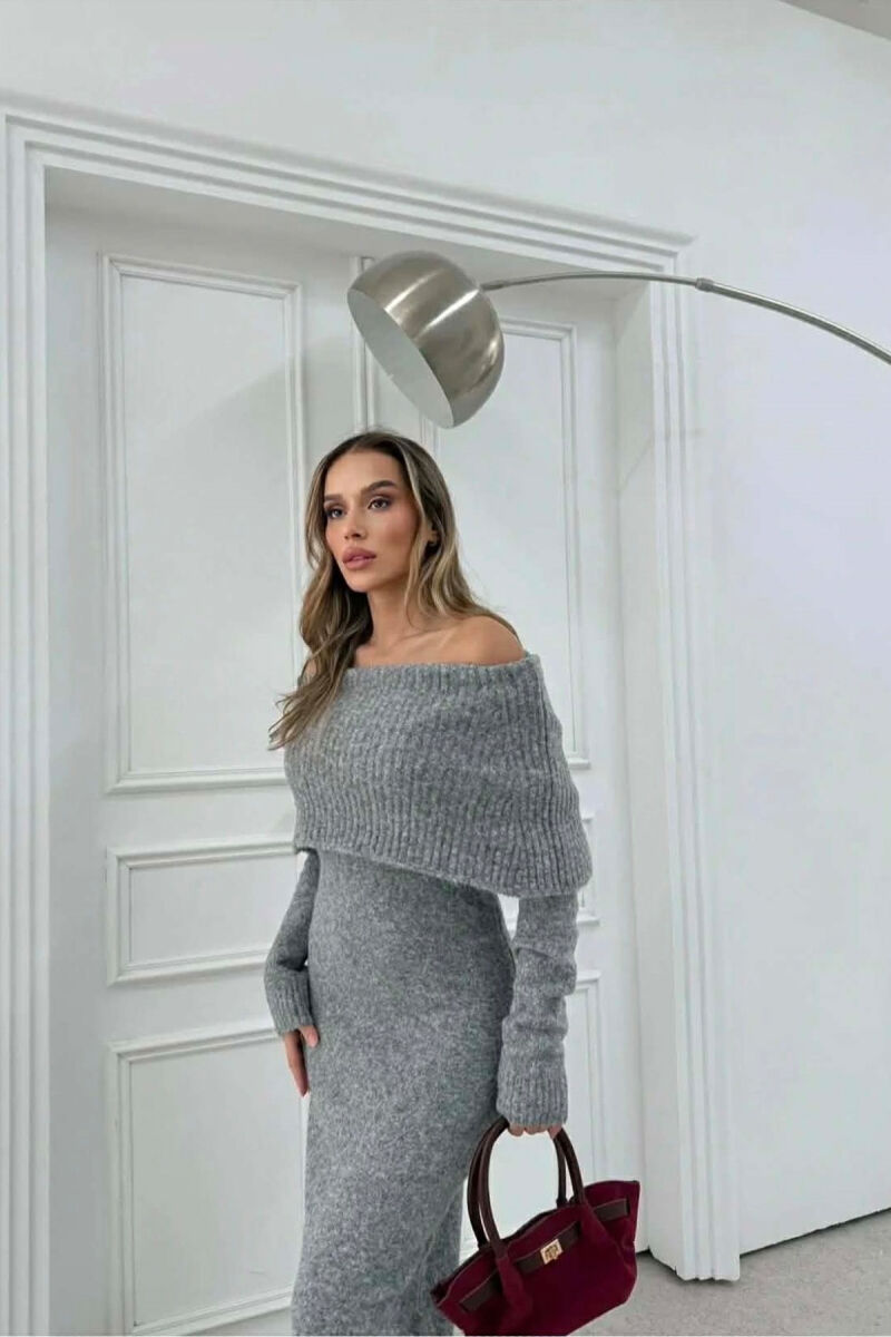 FUSTAN NJE NGJYRESH ME SHPATULLAT JASHTE PER FEMRA NE NGJYRE GRI TE ERRET - 2