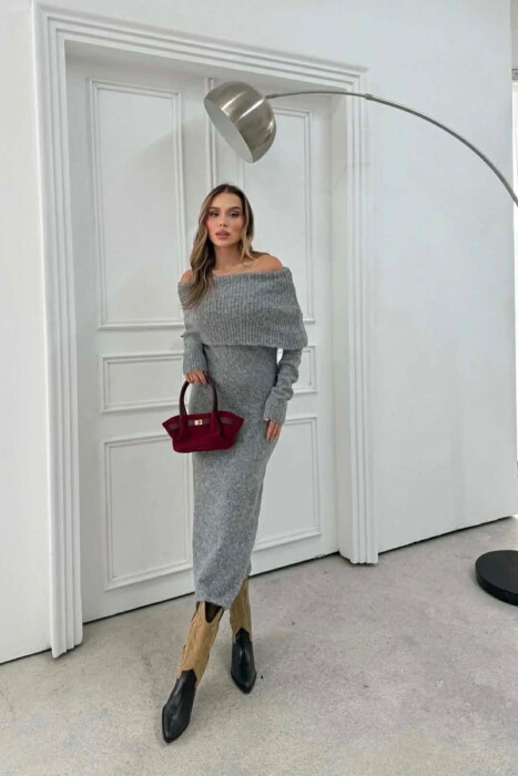 FUSTAN NJE NGJYRESH ME SHPATULLAT JASHTE PER FEMRA NE NGJYRE GRI TE ERRET - 5