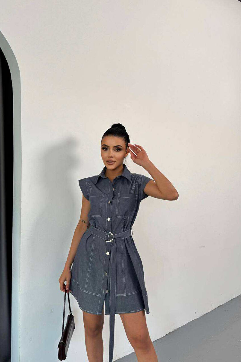 FUSTAN PA MËNGË ME JAKE POLO PËR FEMRA NË NGJYRËN BLU - 1