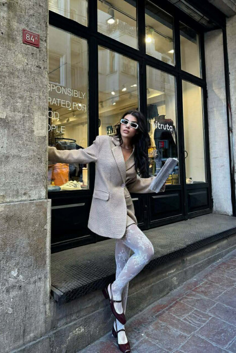 FUSTAN-XHAKETE NJE NGJYRESHE ME DIZAJN TE THJESHTE PER FEMRA NE NGJYRE BEZHE - 2