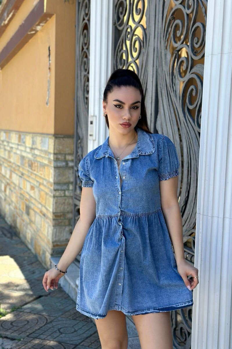 FUSTAN XHINS ME BUTONA PËR FEMRA NË NGJYRËN BLU E ZBARDHUR - 1