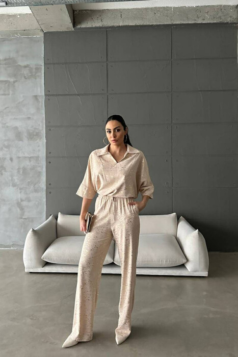 GLOSSY DETAILS ONE COLOR WOMEN SET BEIGE/BEZHE 