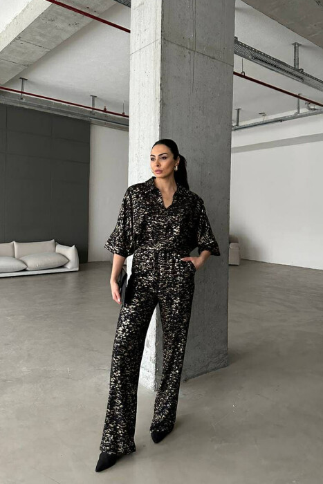 GLOSSY DETAILS ONE COLOR WOMEN SET BLACK+GOLD/ZEGO 