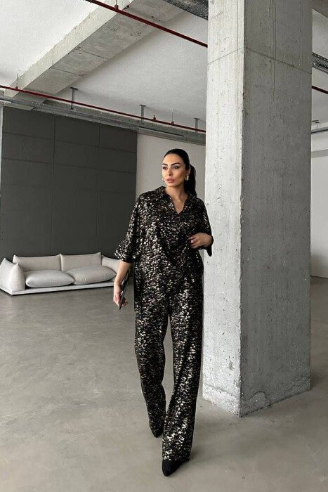 GLOSSY DETAILS ONE COLOR WOMEN SET BLACK+GOLD/ZEGO - 2