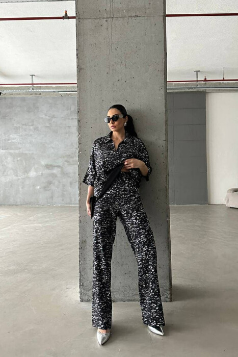 GLOSSY DETAILS ONE COLOR WOMEN SET BLACK+SILVER/ZEZE+ARGJEND 