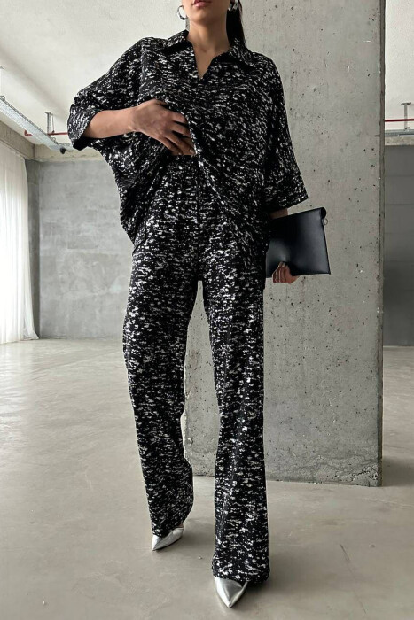 GLOSSY DETAILS ONE COLOR WOMEN SET BLACK+SILVER/ZEZE+ARGJEND - 4