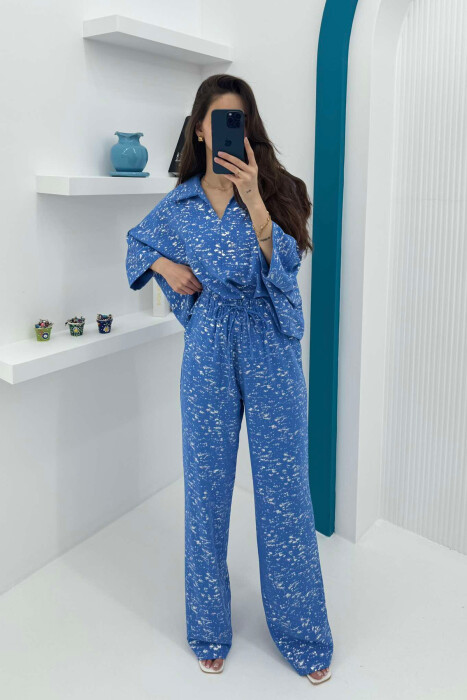 GLOSSY DETAILS ONE COLOR WOMEN SET BLUE/BLU - 1