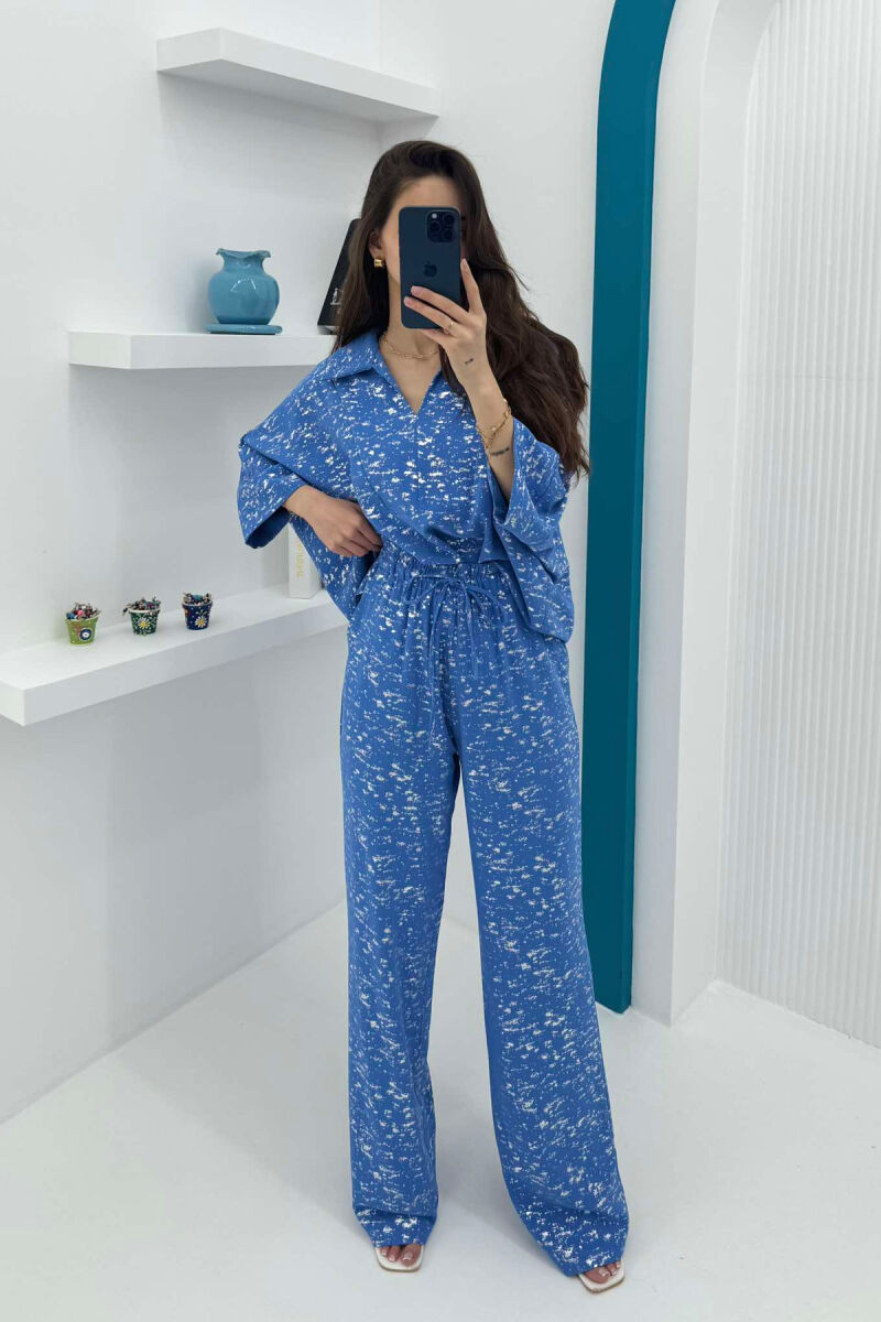 GLOSSY DETAILS ONE COLOR WOMEN SET BLUE/BLU - 1