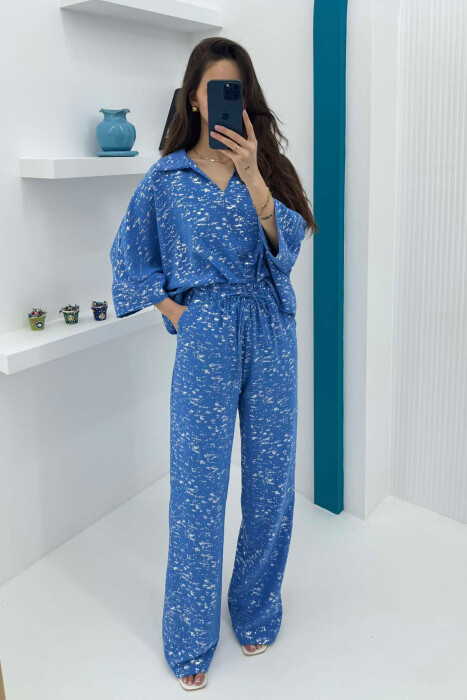 GLOSSY DETAILS ONE COLOR WOMEN SET BLUE/BLU - 2