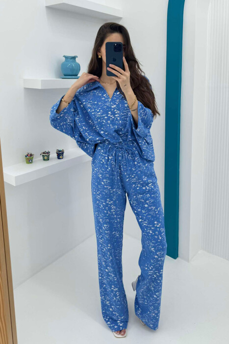 GLOSSY DETAILS ONE COLOR WOMEN SET BLUE/BLU - 3