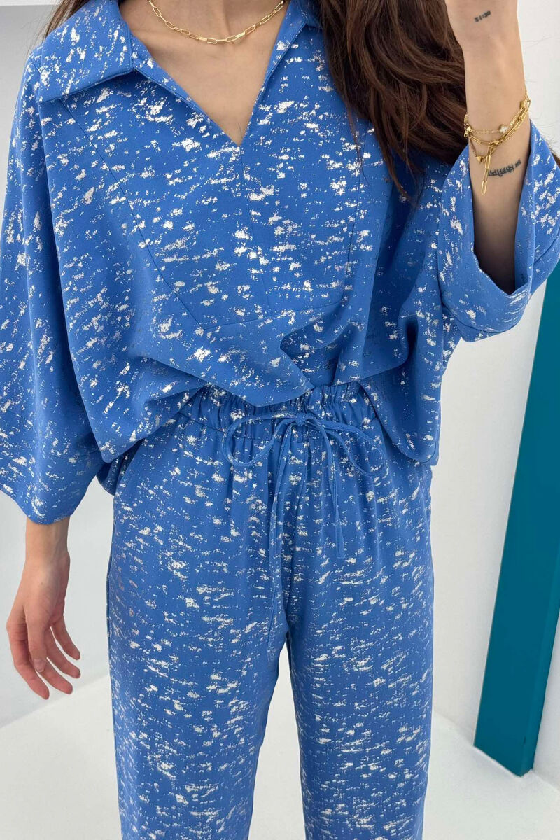 GLOSSY DETAILS ONE COLOR WOMEN SET BLUE/BLU - 4