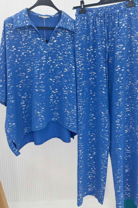 GLOSSY DETAILS ONE COLOR WOMEN SET BLUE/BLU - 7