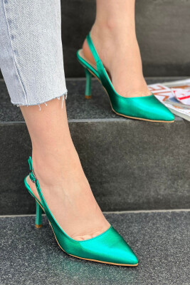 GLOSSY ONE COLOR WOMEN HEELED SHOES GREEN/JESHILE 