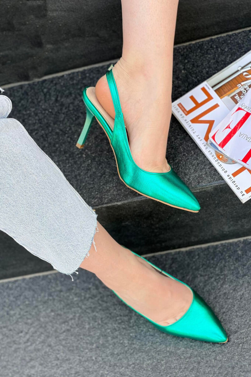 GLOSSY ONE COLOR WOMEN HEELED SHOES GREEN/JESHILE - 2