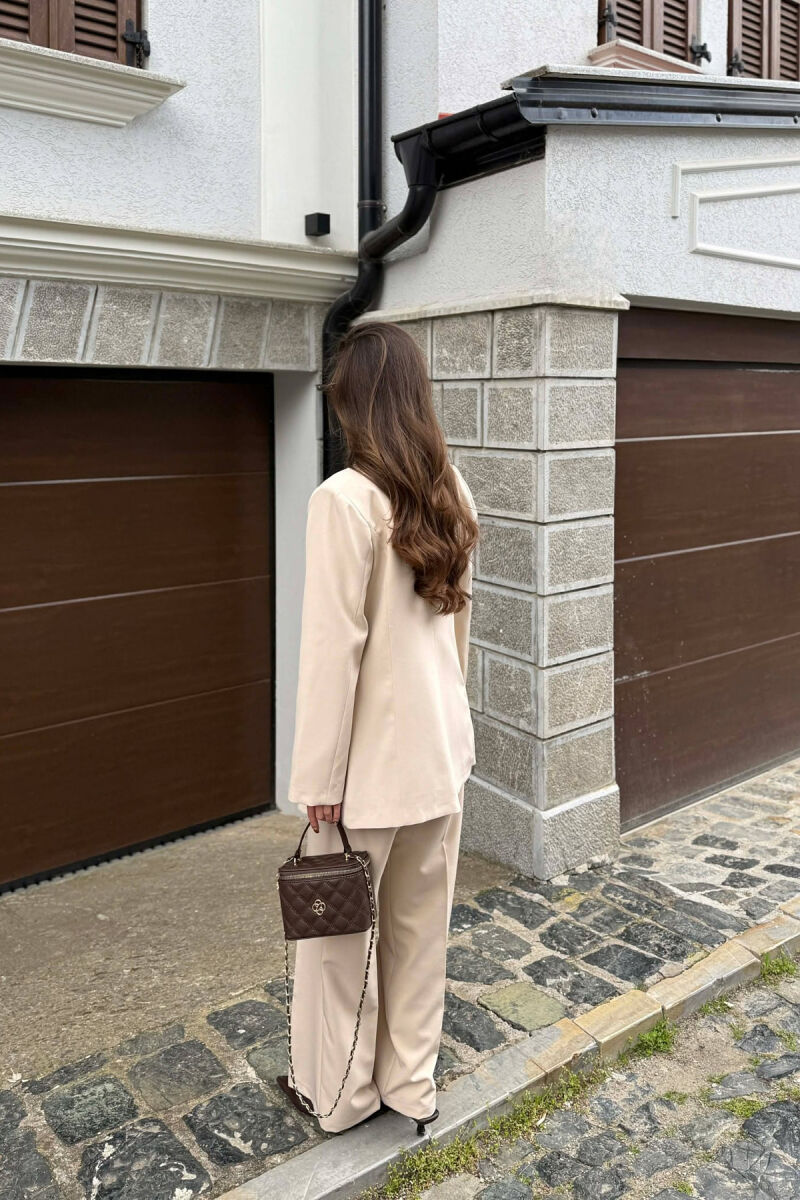 GOLD BUTTON CLASSIC JACKET+ TROUSERS WOMAN SET CREAM/KREM - 5