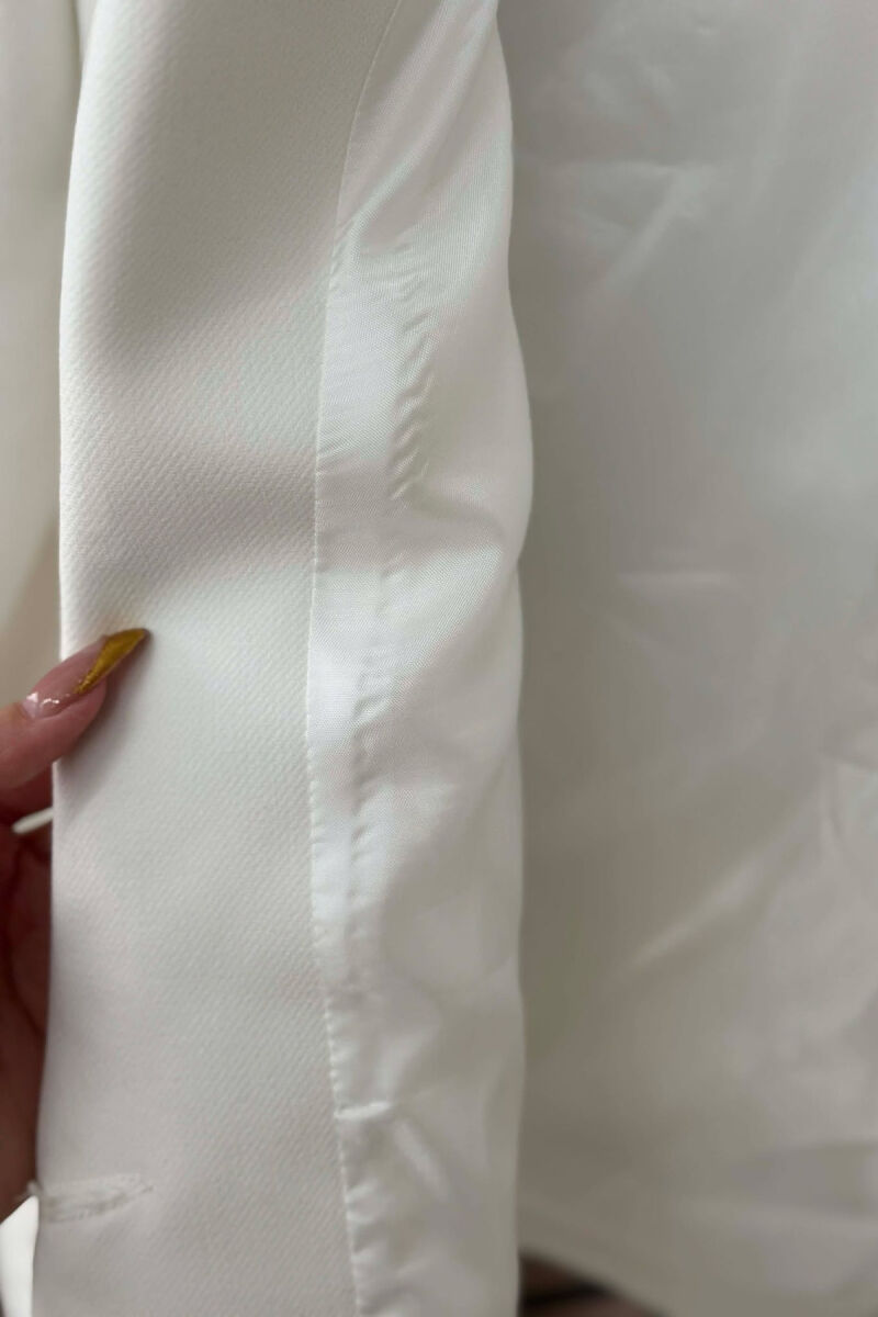 GOLD BUTTON CROPPED WOMEN JACKET WHITE-E BARDHE - 4