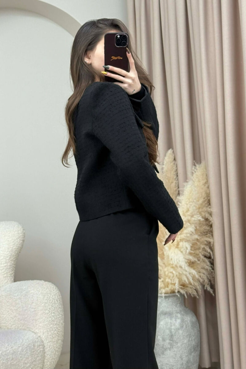 GOLD BUTTONS DETAIL SIMPLE WOMEN JACKET BLACK/ E ZEZE - 3