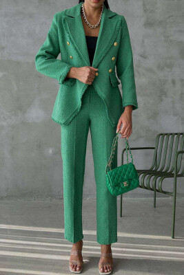 GOLD BUTTONS JACKET+TROUSERS WOMEN SET GREEN/JESHILE 