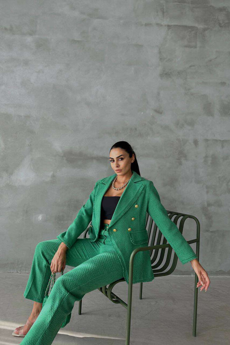 GOLD BUTTONS JACKET+TROUSERS WOMEN SET GREEN/JESHILE - 3