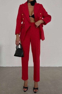 GOLD BUTTONS JACKET+TROUSERS WOMEN SET RED/E KUQE 