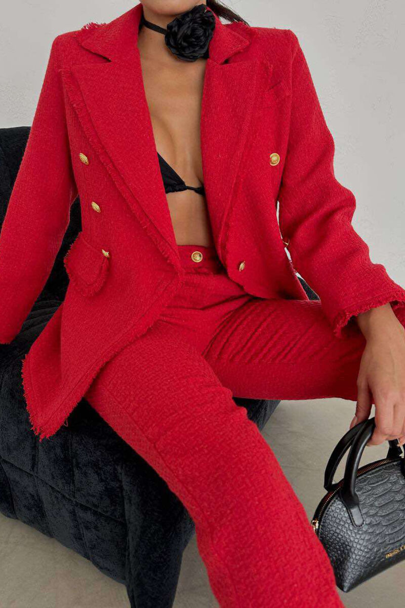 GOLD BUTTONS JACKET+TROUSERS WOMEN SET RED/E KUQE - 2