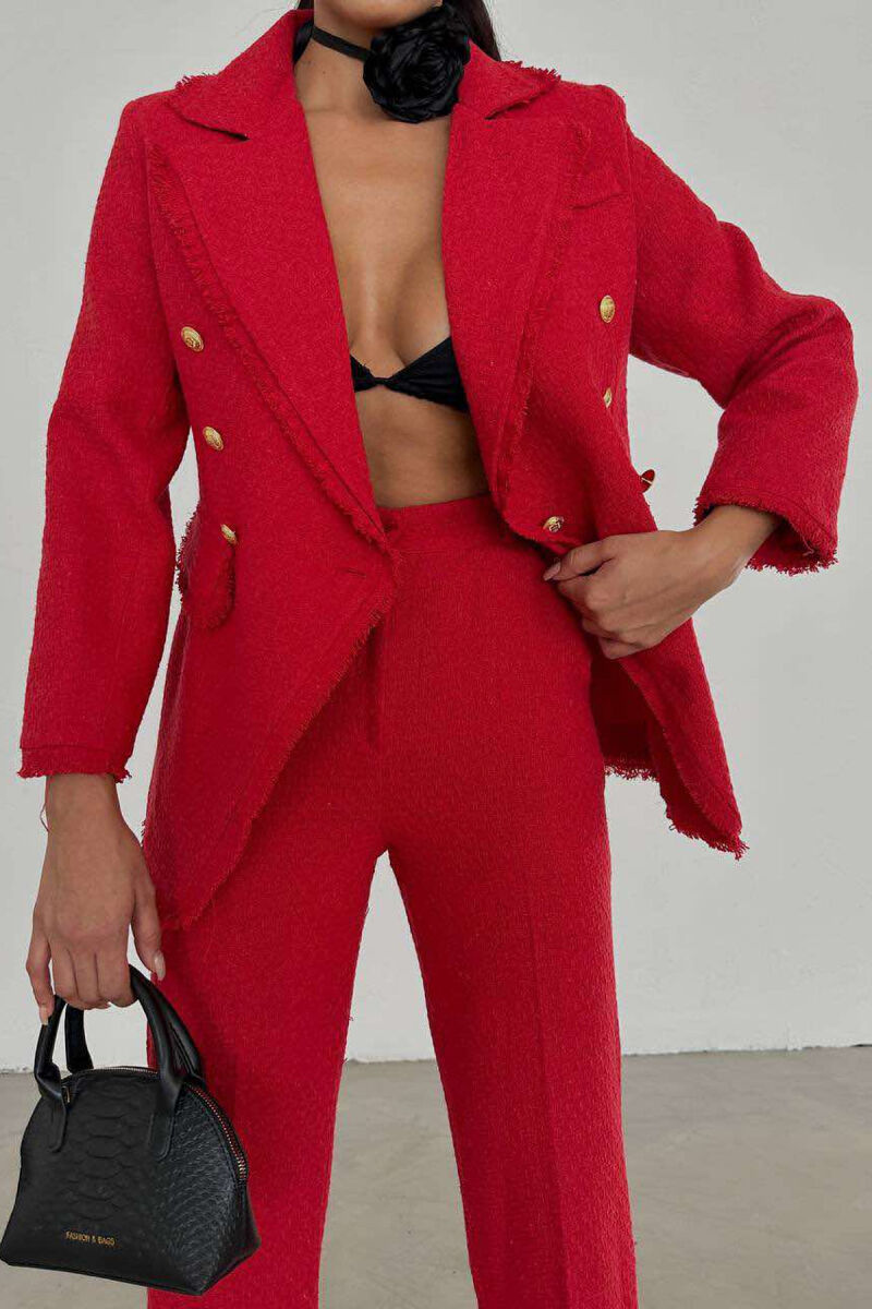 GOLD BUTTONS JACKET+TROUSERS WOMEN SET RED/E KUQE - 3