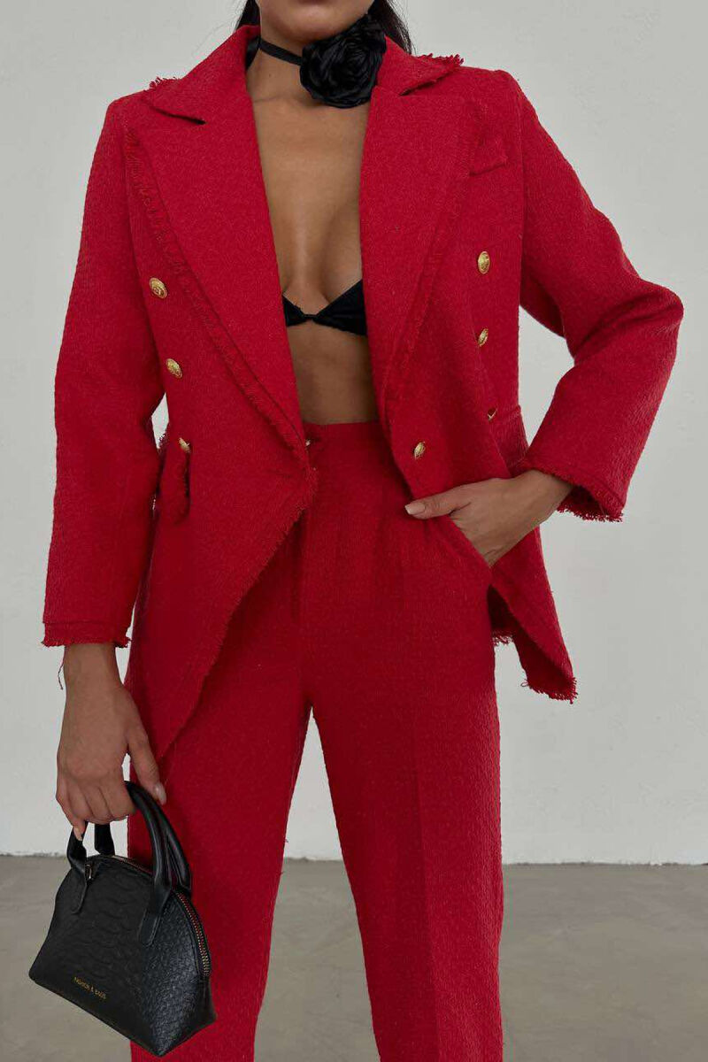 GOLD BUTTONS JACKET+TROUSERS WOMEN SET RED/E KUQE - 7