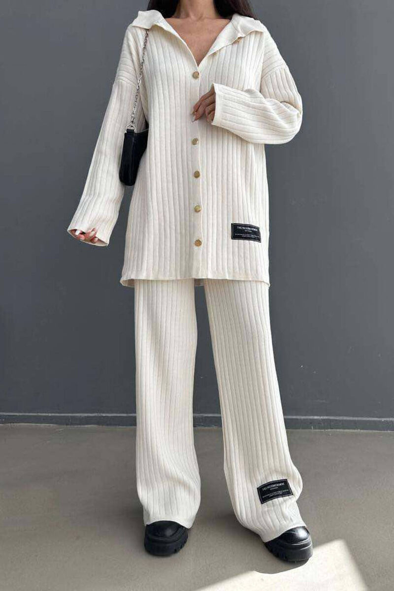 GOLD BUTTONS ONE COLOR WOMAN SET CREAM/KREM - 1