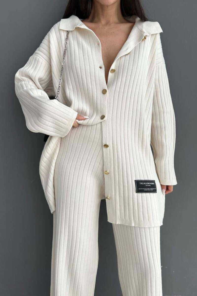 GOLD BUTTONS ONE COLOR WOMAN SET CREAM/KREM - 2