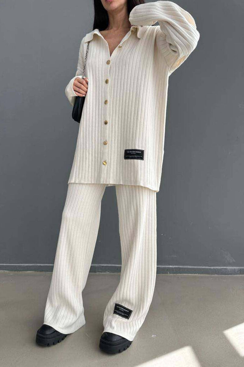 GOLD BUTTONS ONE COLOR WOMAN SET CREAM/KREM - 3