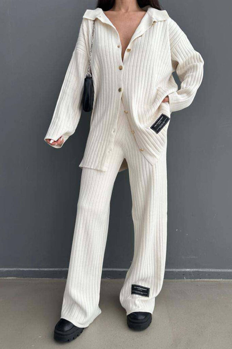 GOLD BUTTONS ONE COLOR WOMAN SET CREAM/KREM - 4
