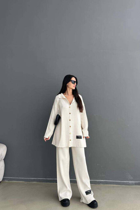 GOLD BUTTONS ONE COLOR WOMAN SET CREAM/KREM - 5