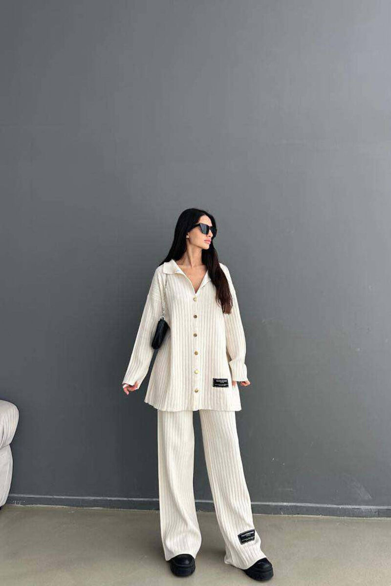 GOLD BUTTONS ONE COLOR WOMAN SET CREAM/KREM - 5