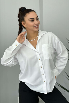 GOLD BUTTONS ONE COLOR WOMAN SHIRT WHITE-E BARDHE 