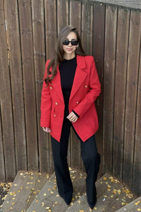 GOLD BUTTONS ONE COLOR WOMEN JACKET RED/E KUQE 