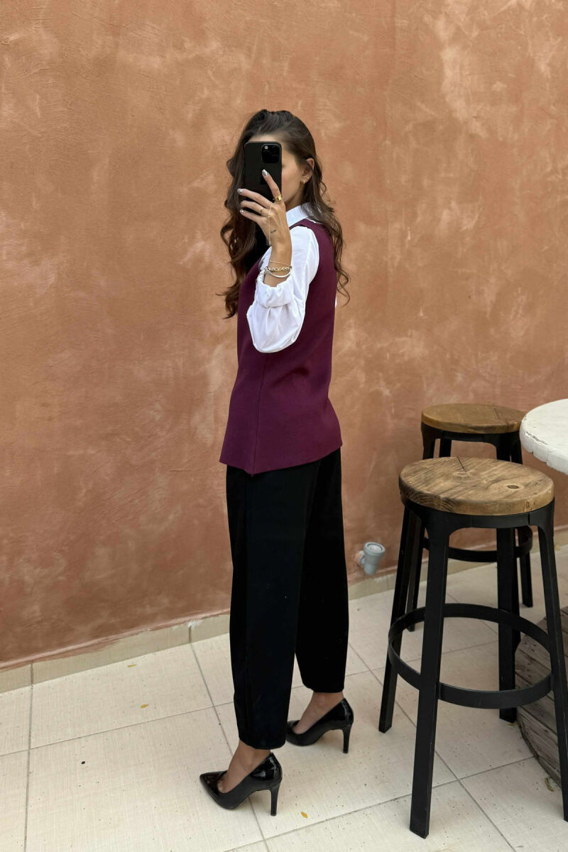 GOLD BUTTONS ONE COLOR WOMEN VEST BURGUNDY/VISHNJE - 4