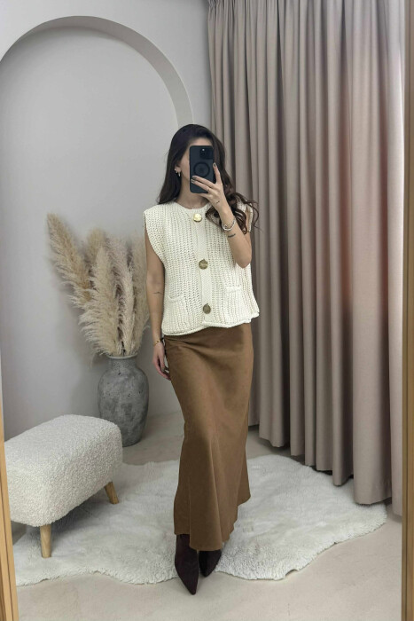 JELEK I THJESHTË ME KOPSA GOLD PËR FEMRA NË NGJYRË KREM - KLAUDIO FASHION