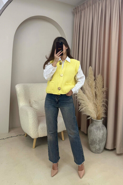 JELEK I THJESHTË ME KOPSA GOLD PËR FEMRA NË NGJYRË TË VERDHË - KLAUDIO FASHION