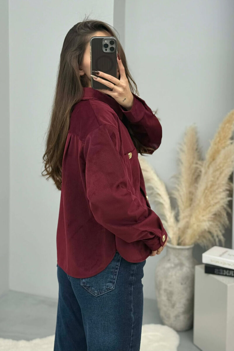 GOLD BUTTONS SIMPLE WOMEN SHIRT BURGUNDY/VISHNJE - 3