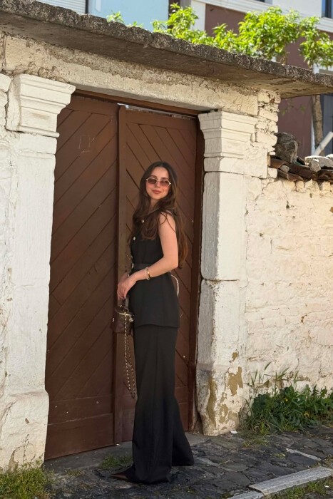 GOLD BUTTONS VEST + TROUSERS WOMAN SET BLACK/ E ZEZE - 3